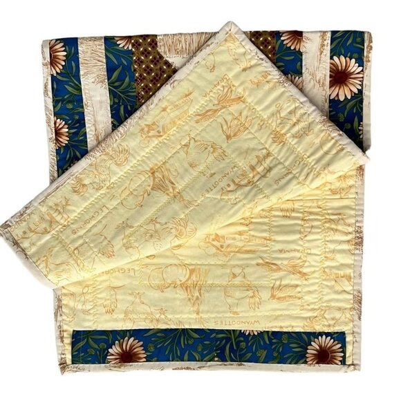 Handmade Quilted Table Runner Wall Hanger Country Patchwork Farmhouse Sunflowers - Picture 4 of 11